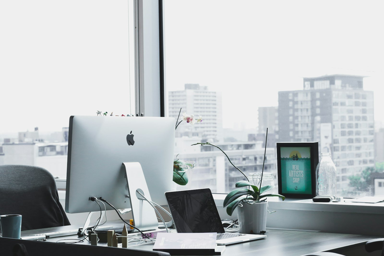 Bright modern office with workstations